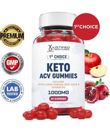 Justified Labs 1st Choice Keto ACV Gummies 1000MG with Pomegranate Juice | Vegan, Non-GMO, Beet Root B12 | 60 Gummies - Buy Online on GoSupps.com