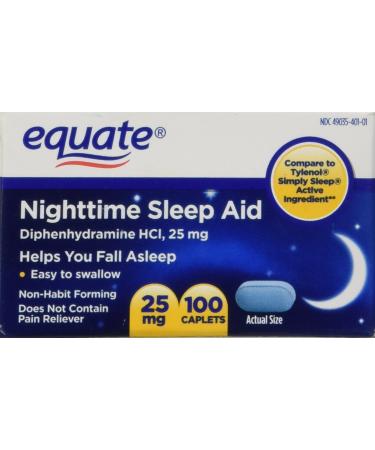 Equate Nighttime Sleep Aid 25 mg 00 Mini-Caplets 100 Count
