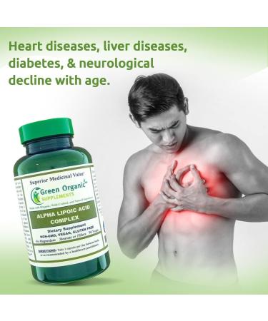 Green Organic Supplements' Alpha Lipoic Acid Complex ALA 90 VCaps Alpha Lipoic Acid Capsules (Pack of 1) 90 Count (Pack of 1) - Buy Online on GoSupps.com