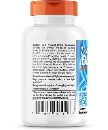 Doctor's Best Natural Vision Enhancers with FloraGlo Lutein - 60 Softgels | Eye Health Support - Buy Online on GoSupps.com