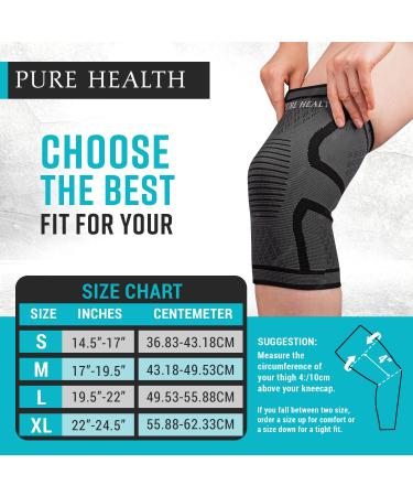 Pure Health Knee Support Brace Compression Sleeve for Arthritis Joint Pain Ligament Injury Meniscus Tear ACL MCL Tendonitis Pain Relief (Pack 1 XL) XL 1 - Buy Online on GoSupps.com