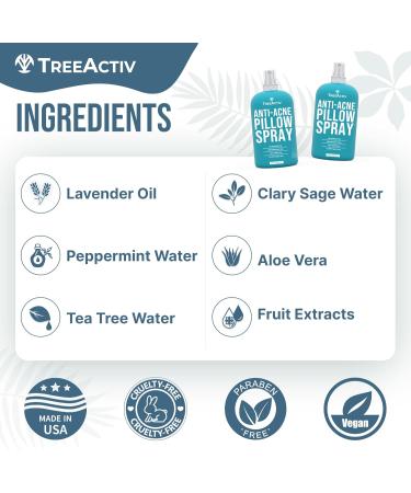 TreeActiv Anti-Acne Pillow Spray - Lavender Sleep Spray for Pillows | Pure Lavender Essential Oil Air Freshener & Aromatherapy Linen Spray | 4 oz Cashmere Dreams - Buy Online on GoSupps.com