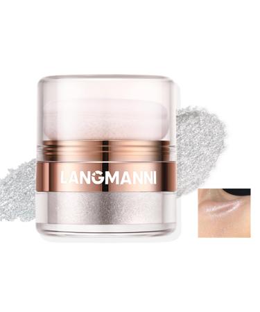 AKARY Shimmer Powder Highlighter Makeup Silver Face Body Glow Pearl Highlighter Illuminator Body Makeup Shine Glitter Makeup Powder Intensely Pigmented for a High Impact Dewy Finish (01#Silver) 01 0.25 Ounce (Pack of 1)