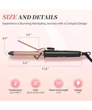3/4 Inch Curling Iron - Professional Ceramic Barrel Hair Curler for All Hair Types | Fast Heat Up to 400 F - Buy Online on GoSupps.com