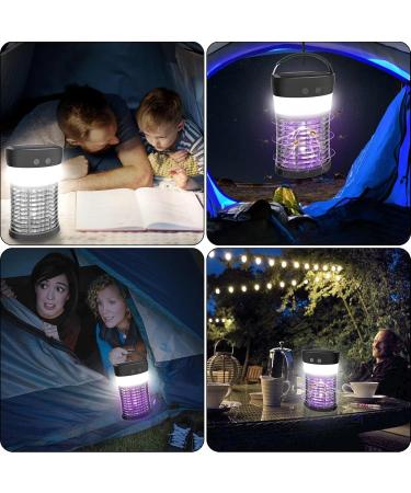 Mosquito Killer lamp Portable Bug Zapper Light Bulbs & Waterproof Camping Lantern 1800mAh Battery USB and Solar Rechargable LED Insect & Fly Killer for Outdoor Home Bedroom Backyard Patio Black - Buy Online on GoSupps.com