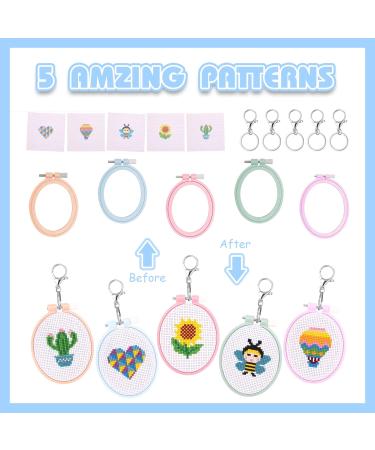 Pllieay 5 PCS Cross Stitch Kits for Kids 7-13 - Beginner Sewing Kit with Instructions for Backpack Charms and Ornaments - Oval-shaped Craft Needlework Set - Buy Online on GoSupps.com