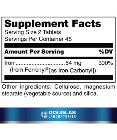 Douglas Laboratories Timed Released Iron | Carbonyl Iron for Energy, Hormones, Neuro Health | 90 Tablets - Buy Online on GoSupps.com