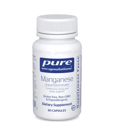 Pure Encapsulations - Manganese (Aspartate/Citrate) - Hypoallergenic Trace Mineral Supplement for Connective Tissue and Bones - 60 Capsules Standard Packaging - Buy Online on GoSupps.com