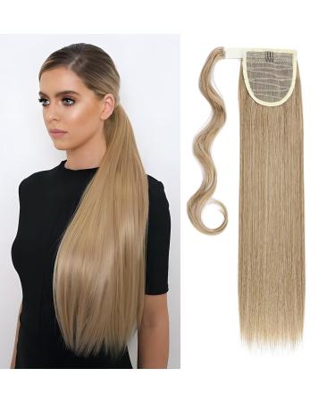 Silk-co Ponytail Hair Extension One Piece Clip in on Pony Tail Synthetic Straight Hairpieces 23inches Ash&Bleach Blond 23 Inch Ash&Bleach Blond