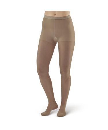 Ames Walker Women's AW Style 15 Sheer Support Closed Toe Compression Pantyhose - 15-20 mmHg Taupe Queen 15-Q-Taupe Nylon/Spandex Queen Taupe
