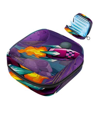 Javenproeqt portable women's binding bags menstrual cup pocket female menstrual pads bags for teenage girls tampons for the first period purple rocket flies over the multicolored 08