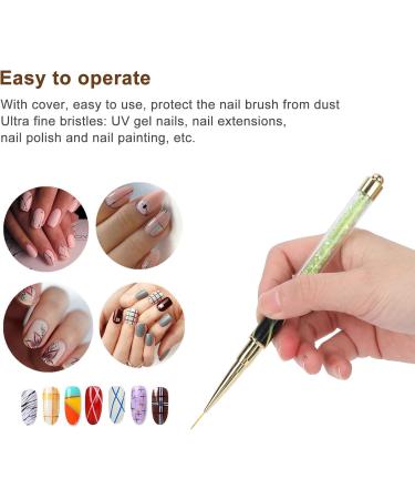 DIY Nail Art: Manicure Liner Pen with Cover Nail Rhinestone Picker and Dotting Pen for Nail Art Decoration (Green stripes (long pull cord)) - Buy Online on GoSupps.com