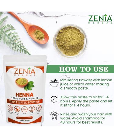 Zenia 100% Pure Natural Henna Powder | 908g | Chemical-Free Orange-Red Hair Color | Triple Sifted from Rajasthan | International Shipping Available - Buy Online on GoSupps.com