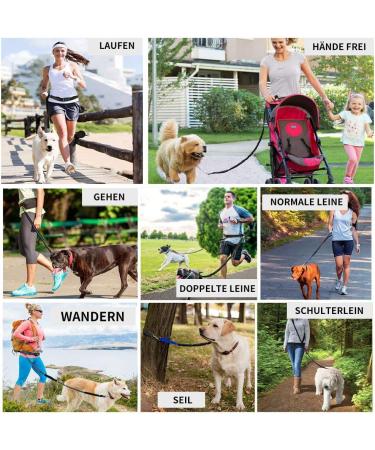 Premium Dual Grip Dog Leash for Large Dogs - Reflective Jogging Line with Adjustable Design Feces Bag Dispenser Shock-Damping Free-Handed - Black/Pink - Buy Online on GoSupps.com