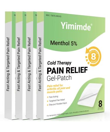 Menthol 5% Pain Relief Patches - 32 Count Maximum Strength Pain Relief Patches for Back Pain Joint & Muscle Soreness - Fast Acting Long-Lasting Menthol 32 Count (Pack of 4)