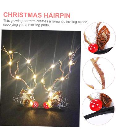 minkissy 2 Pairs Luminous Antler Hair Clip Reindeer Ears Clips Christmas Hair Antlers Clips Xmas Deer Antler Hair Barrettes Reindeer Antlers Xmas Hairpins Summer Non-woven Fabric Ear Clip - Buy Online on GoSupps.com