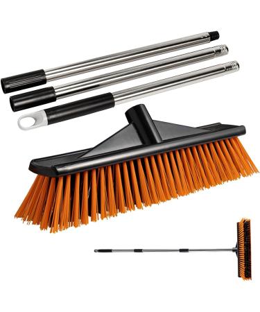 Stiff Floor Brush Scrubber Stiff Bristle Scrubber - Portable Floor Scrub Brush Grout Brush Outdoor Sweeping Brush for Warehouses Garages Balconies Decks Swimming Pools Rowces 40cm - Buy Online on GoSupps.com