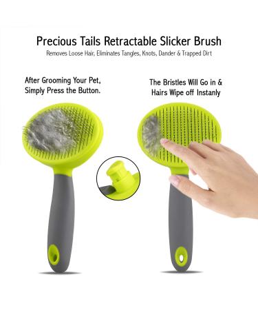Retractable Slicker Brush for Cats and Dogs - Pet Hair Grooming Brush with Soft Grip Handle - Buy Online on GoSupps.com