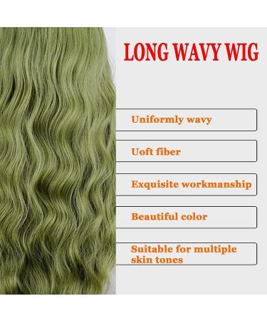 Andromeda Green 26 Inch Wig with Bangs | Long Wavy Heat Resistant Synthetic Wig for Women | Halloween Costume Cosplay Wig - Buy Online on GoSupps.com