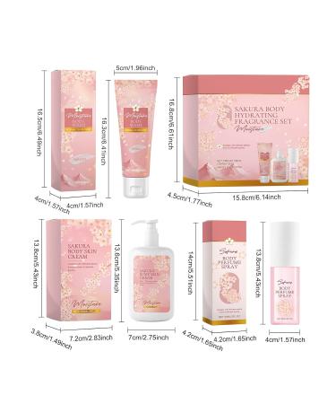 3pcs Cherry Blossom Bath and Body Set Cream Wash Perfume Daily Moisturizing Soft Skin Delicate Blooming Scent One Size Pink - Buy Online on GoSupps.com