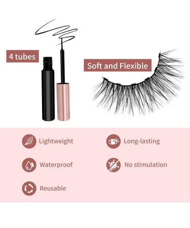 Magnetic Eyelashes and Eyeliner Kit | 10 Pairs 4D Natural Look False Lashes | No Glue Needed, Reusable, Long Lasting | Self Adhesive with 4 Tubes of Magnetic Liner, Tweezers | 10 Packs Gift Box - Buy Online on GoSupps.com