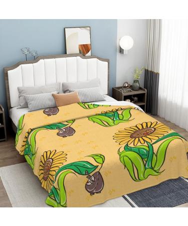 YYHHAOFA Sunflower Seeds and Sunflowers Picture Flannel Blanket 66x90 in Thick : Skin-Friendly Warm and Comfortable Easy Care and Durable Black Thick - Buy Online on GoSupps.com