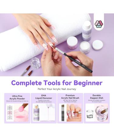 Saviland Acrylic Nail Kit for Beginners: Keratin Acrylic Powder Pure EMA Monomer Liquid Acrylic Nail Brush Foldable Nail Lamp Half Cover Acrylic Nails Training Manicure Nail Tools Home DIY Starter - Buy Online on GoSupps.com