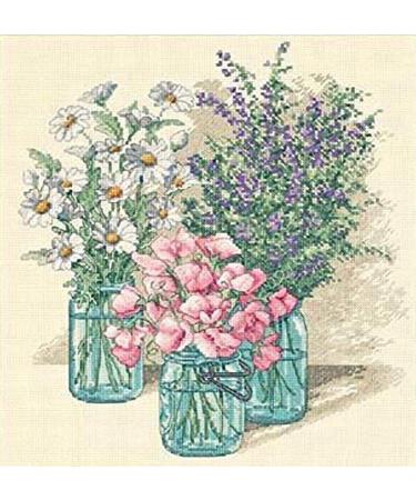 Dimensions 'Wildflower Trio' Counted Cross Stitch Kit 14 Count Ivory Aida 11 x 12
