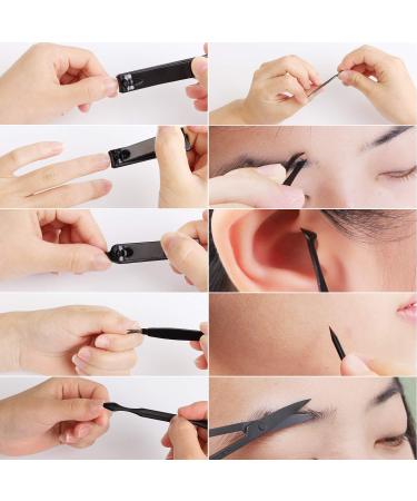 10-Part Manicure Set & Pedicure Kit - Nail Scissors Clippers & Travel Beauty Set (Black) - Buy Online on GoSupps.com