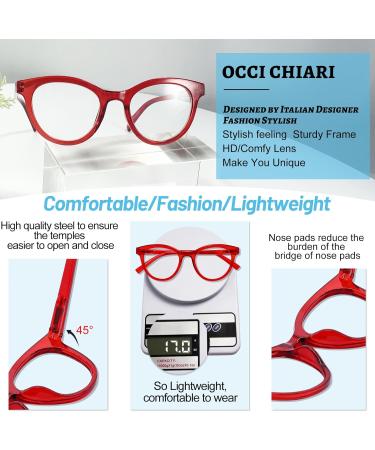OCCI CHIARI Designer Reading Glasses for Women - Stylish Readers 1.0 to 6.0 in Red - International Shipping Available - Buy Online on GoSupps.com