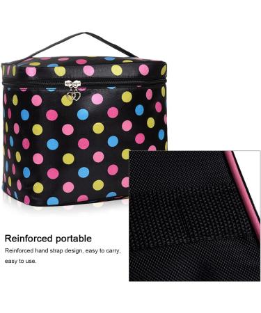 HQdeal Cute Polka Dots Makeup & Toiletry Bag - Black | Stylish Cosmetic Bag for Travel - Ideal for International Shipping - Buy Online on GoSupps.com