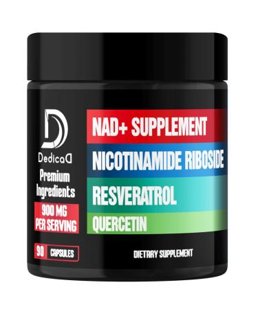 NAD Supplement with Liposomal Nicotinamide Riboside 900mg NR, Resveratrol, Quercetin - 90 Capsules - Cellular Production & Restoration, Aging Well, Vitality 90 Count (Pack of 1)