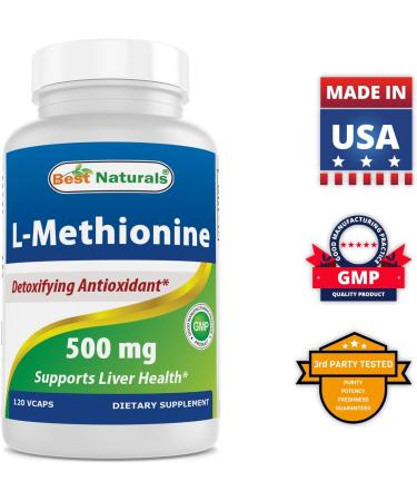 Best Naturals L-Methionine 500mg - 120 Veggie Capsules | Premium Quality - Buy Online on GoSupps.com