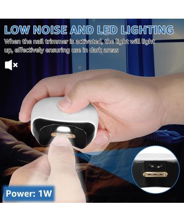Automatic Nail Clippers with LED Lighting 2-in-1 Cutting and Grinding Professional Nail File 2 Speeds Electric Nail Trimmer Safety Fingernail Cutter Portable Nail Scraps Storage for Baby Kids Adults White - Buy Online on GoSupps.com