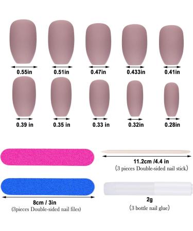 Nude Pink Matte Coffin False Nails Set - 72 Full Cover Fake Tips with Glue, Files, and Wooden Sticks for Women & Girls | DIY Nail Art Kit - Buy Online on GoSupps.com