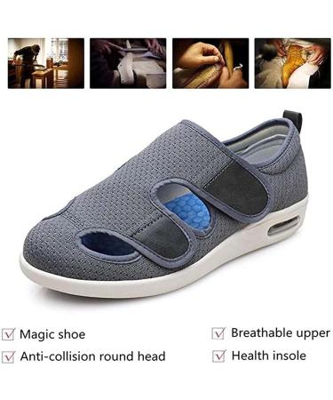 XMSM Arch Support Diabetic Slippers - Grey, Size 10 | Memory Foam Comfort House Shoes for Edema, Plantar Fasciitis, Bunions, Arthritis | Adjustable Closure, Extra Wide Fit - Buy Online on GoSupps.com