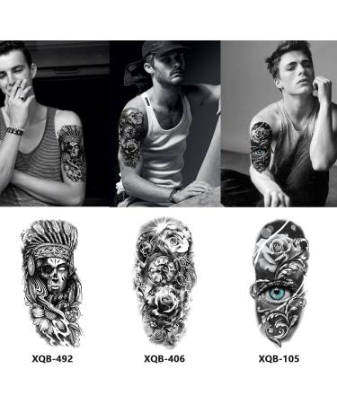BUXIUGAN Temporary Tattoos 50 Sheets fake tattoos for Men Women Adults 10 Large 3D Realistic Half Sleeve Temporary Tattoos 40 Tiny Prisoner Tattoos With Skull Skeleton Animals Faux Tattoos Stickers (A) - Buy Online on GoSupps.com
