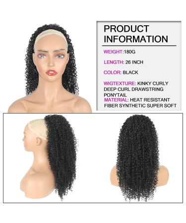 Oseti Kinky Curly Drawstring Ponytail for Black Women - 26in Deep Curl Synthetic Extension - Buy Online on GoSupps.com