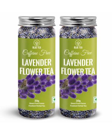 BLUE TEA - Lavender Tea - 60gm (Pack of 2) | Pure Lavender Flower Buds From Kashmir | Vegan Free - Non-GMO - Caffeine Free Eco-Sustainable Packaging|