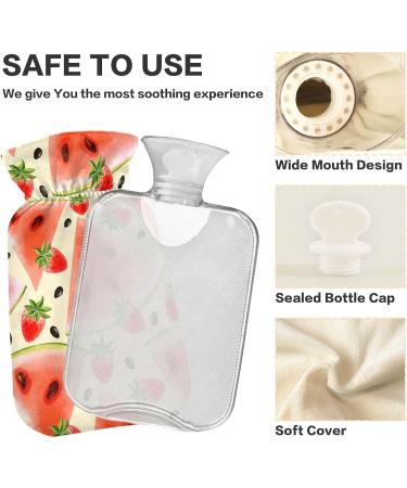 Naanle Watermelon Strawberry Heat Bottle with Cover | 1L Hot Water Bottle for Bed & Pain Relief | Hand & Foot Warmer | Heat & Cold Therapy - Buy Online on GoSupps.com