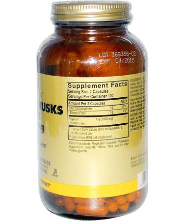 Solgar Psyllium Husks Fiber 500mg - 200 Vegan Capsules for Digestive Health - Buy Online on GoSupps.com