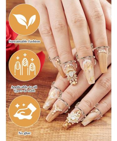 Ebanku 20pcs Adjustable Wudu Nail Rings Set with 96PCs Glue | Reusable Gold Fingernail Jewelry for Acrylic & Artificial Nail Art - Buy Online on GoSupps.com