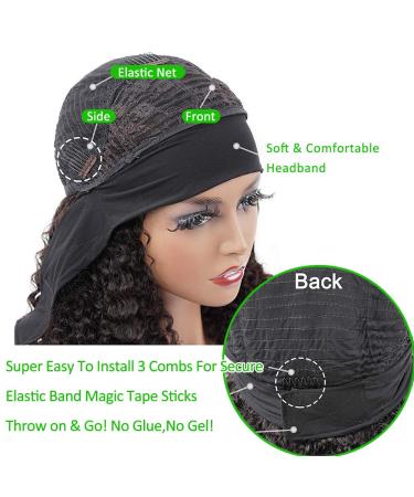22 Inch Deep Wave Headband Wig | Brazilian Virgin Human Hair | Glueless Machine Made Non Lace Front Wig | 150% Density for Black Women - Buy Online on GoSupps.com