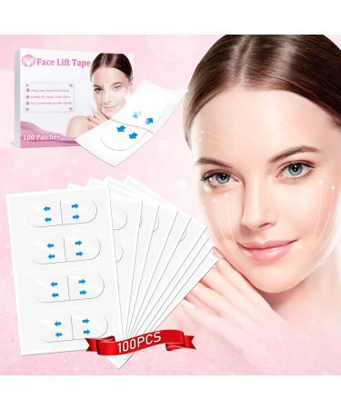 Face Tape,Face Lift Tape,Face Lift Tape Invisible,Facelift Tape for Face Invisible,Face Lifting Tape,Instant Makeup Face Lift Tools for Hide Facial Wrinkles Double Chin Lifting Saggy Skin 100PCS