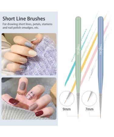 TEOYALL 5 PCS Nail Art Liner Brushes - Sizes 5/7/9/11/20mm - Fine Drawing Pens for Nail Gel Painting - Detail Design Tools for Striping Patterns - Buy Online on GoSupps.com
