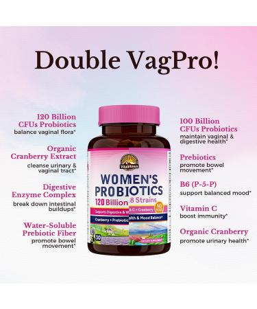 Vitalitown Probiotic Bundle (Pack of 2) | Women s Probiotics 120 Billion (Item 1) & Women s Probiotics 100 Billion (Item 2) | 30 Capsules & 60 Capsules - Buy Online on GoSupps.com