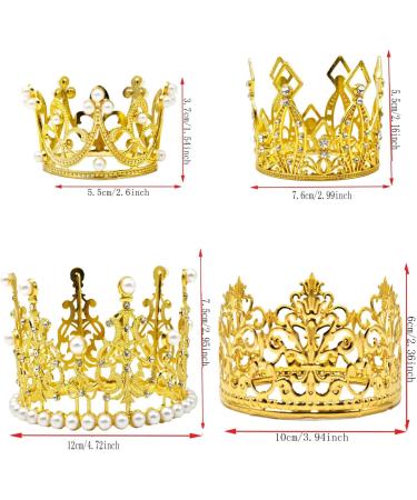 4 Pieces Crown Cake Topper Mini Tiara Birthday Cake Topper Gold Crystal Pearl Wedding Cake Crown Topper for Birthday Party Wedding Cake Decoration - Buy Online on GoSupps.com