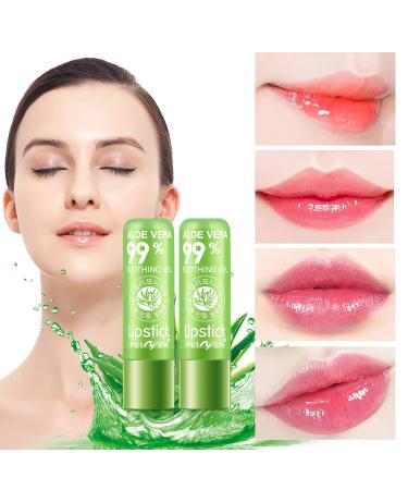 2 Pack Aloe Vera Color Changing Lipstick & Lip Balm Set for Women - Long Lasting & Moisturizing Lip Gloss with Magic Temperature Lip Stain (7#) - Buy Online on GoSupps.com