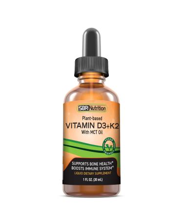 Vegan Vitamin D3 + K2 (MK-7) Liquid Drops with MCT Oil Peppermint Flavor Helps Support Strong Bones and Healthy Heart