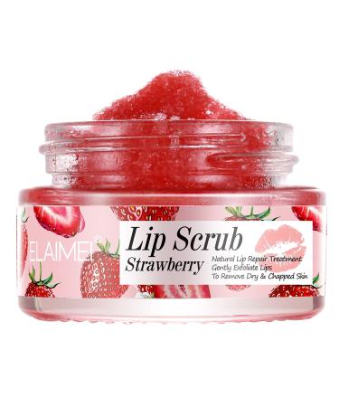 Lip Scrub, Lip Scrubs Exfoliator & Moisturizer, Lip Repair for Lush Soft Lips, Lip Moisturizer for Chapped Dry and Flaky Lips Treatment, Lip Scrubs (Strawberry)